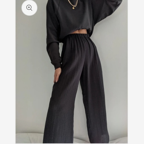 Na Nin Patricia Waffled Cotton Gauze Pant, black, M, NWT, current season - Picture 2 of 5